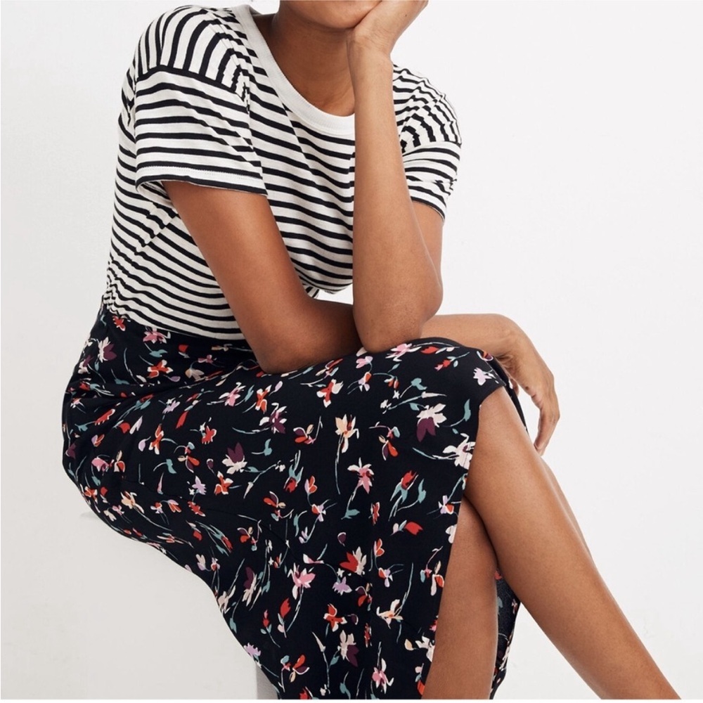 Madewell Midi Slip Skirt In Drifting Flowers, Size M